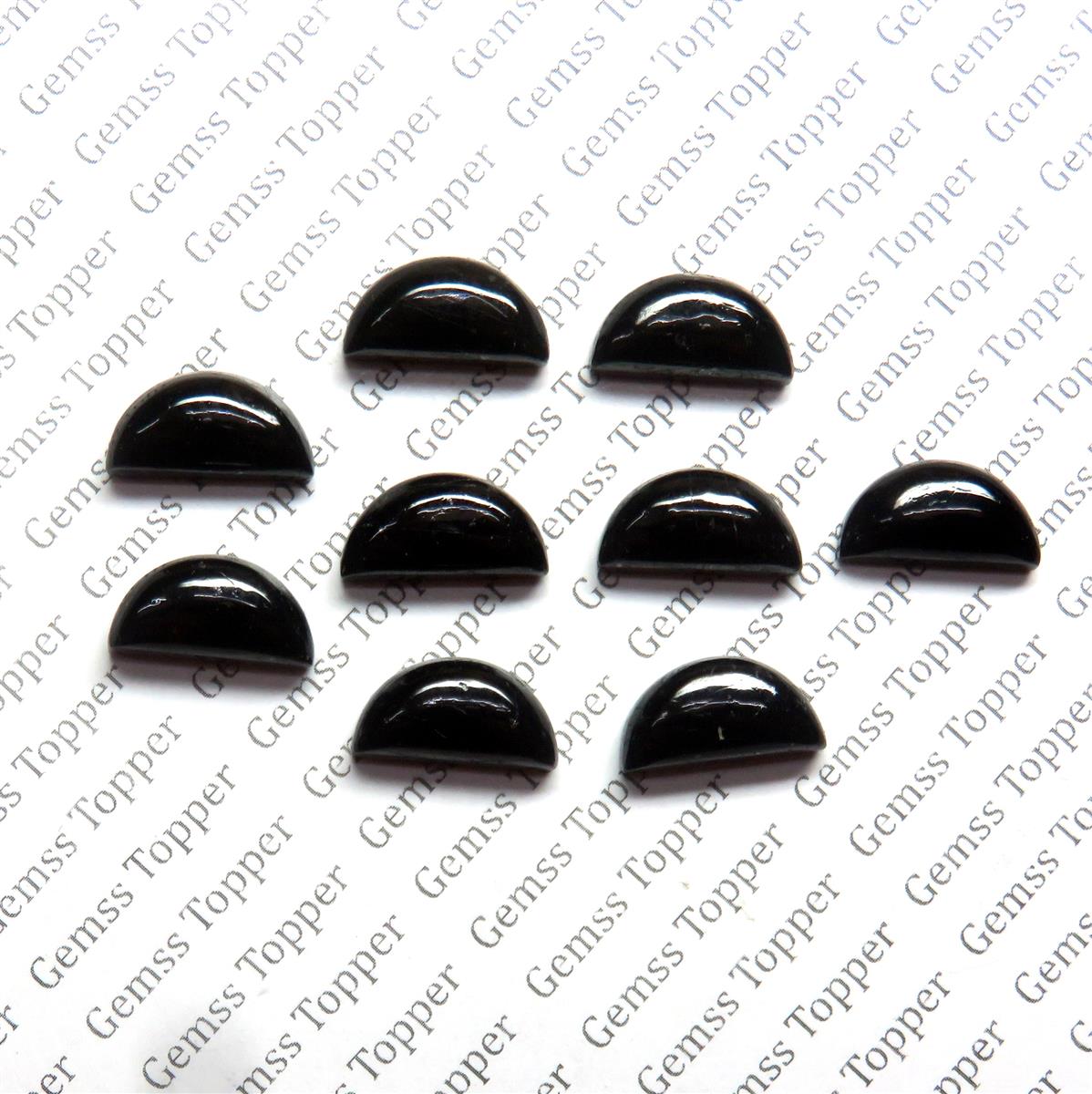 Black Tourmaline 6x12 mm D Shape Cabochon